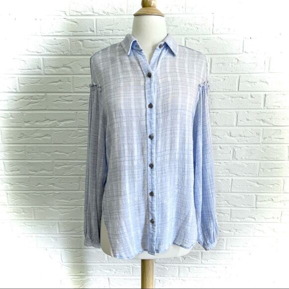 Free People Headed To The Highlands Blue Blouse Small - Picture 3 of 6